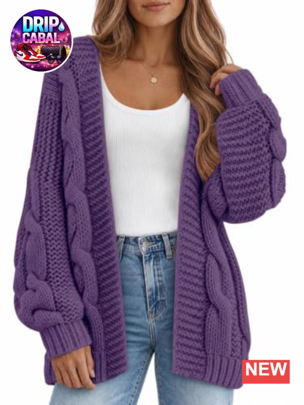 Oversized Chunky Cable Knit Cardigan Open Front Long Sleeve Slouchy Fall Outwear